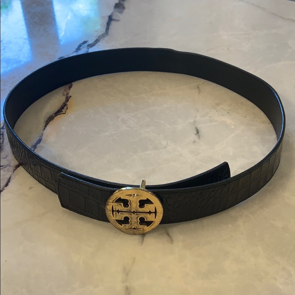 Tory Burch black alligator belt